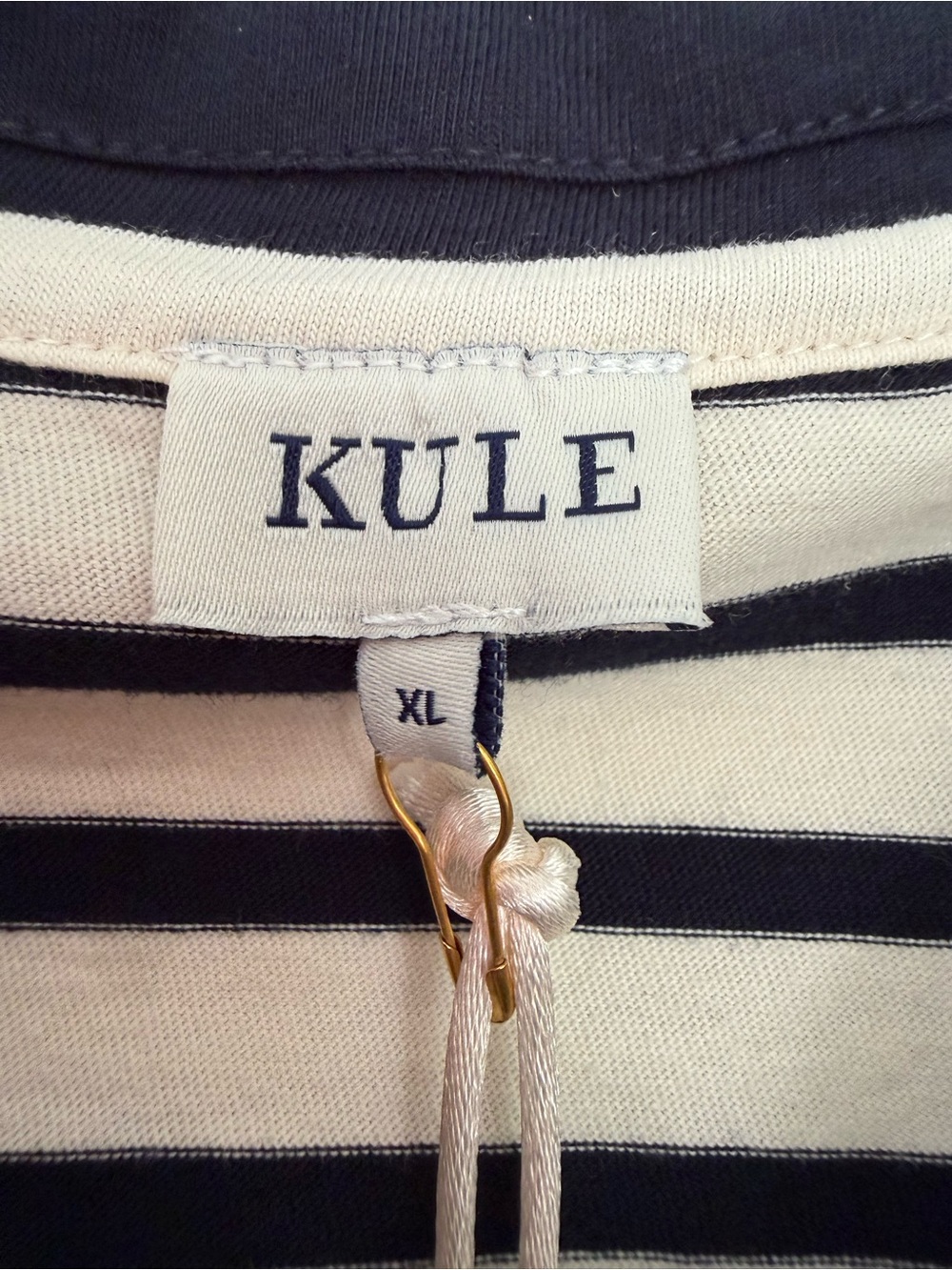 KULE XL NWT Navy White Striped Cotton Dress Nautical Coastal Summer - Picture 4 of 7